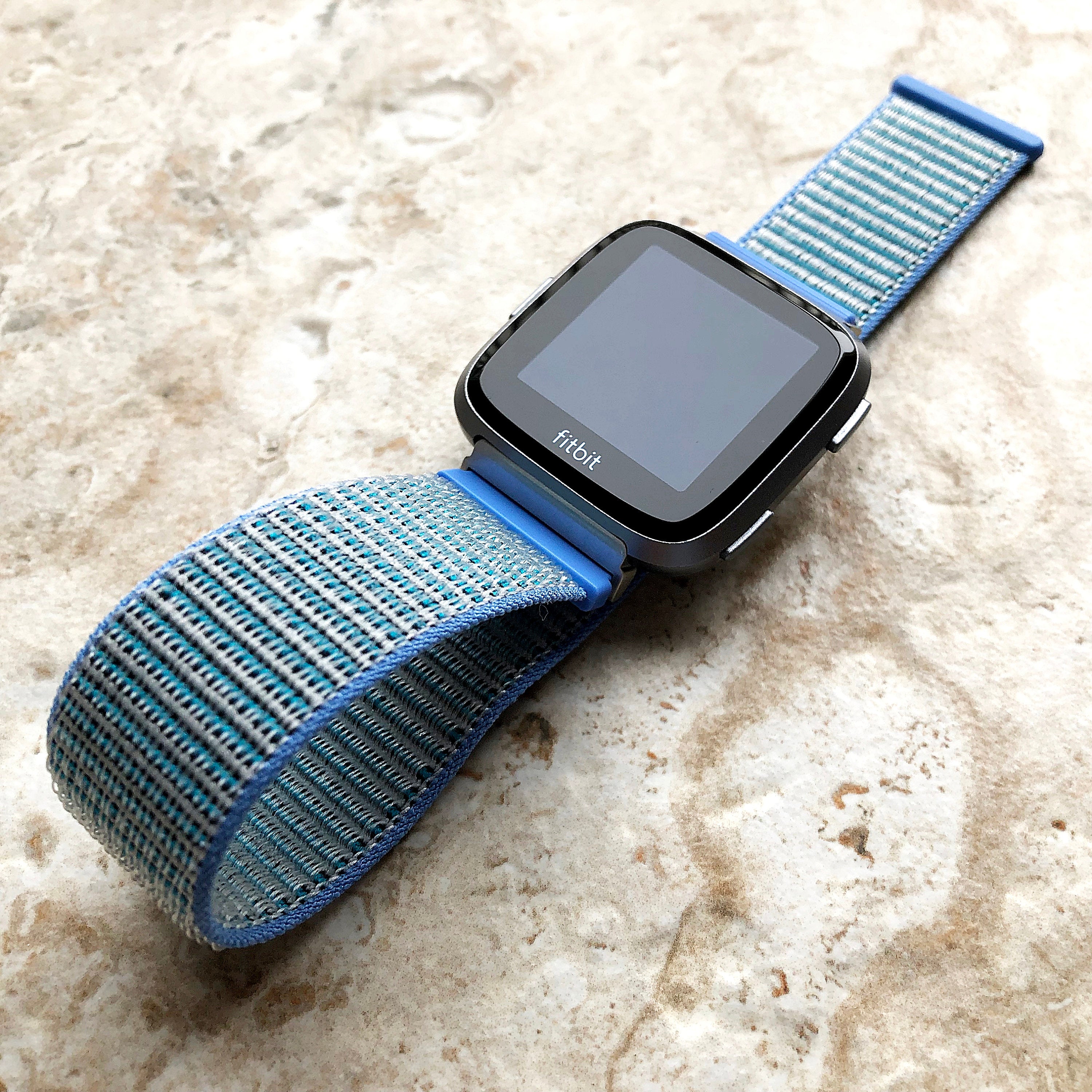 Fitbit Versa 2 3 4 Sense 2 Sports Band Light Blue Loop and Hook Strap Watch Bands Straps Adjustable Quick Adapters Silver Rose Gold Black